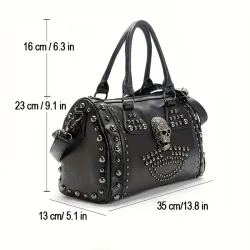 Steampunk, Gothic Studded Decor Handbag, Halloween Skull Shoulder Bag (Click Pic)